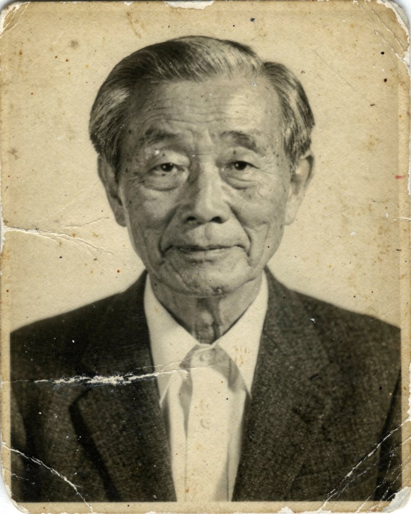 Before — faded, scratched old photo