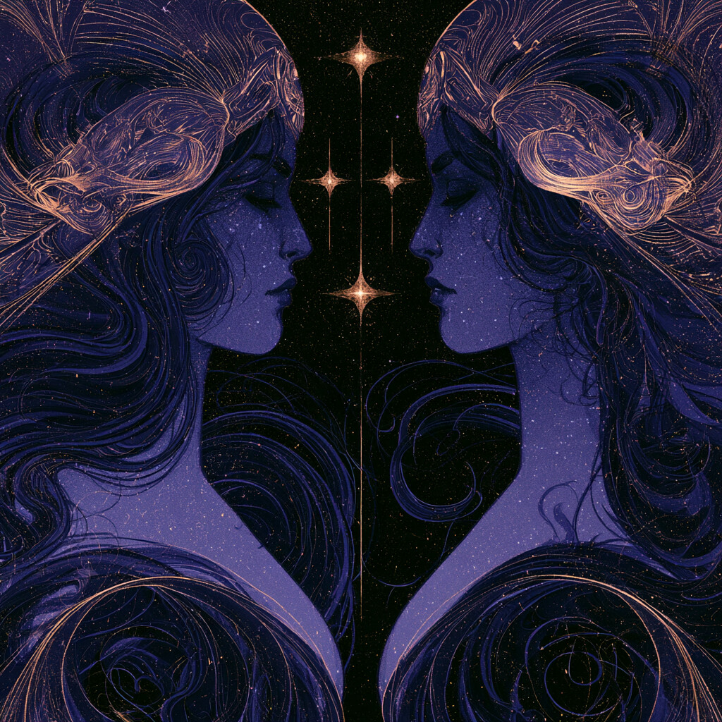 쌍둥이자리(Gemini) 별자리 그림 — 바람의 변통궁, 지배행성 수성