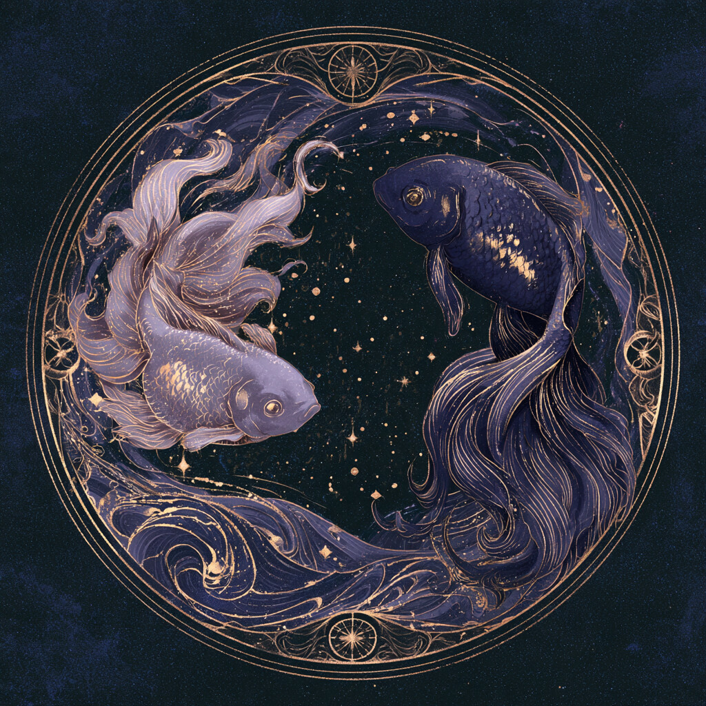 물고기자리(Pisces) 별자리 그림 — 물의 변통궁, 지배행성 해왕성